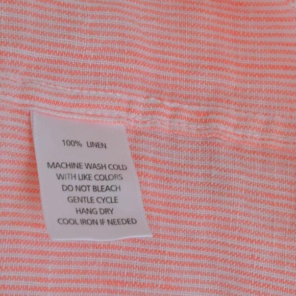 UNTUCKit Mens Shirt 2XL Orange White Stripe Short Sleeved 100% Linen - Picture 8 of 8